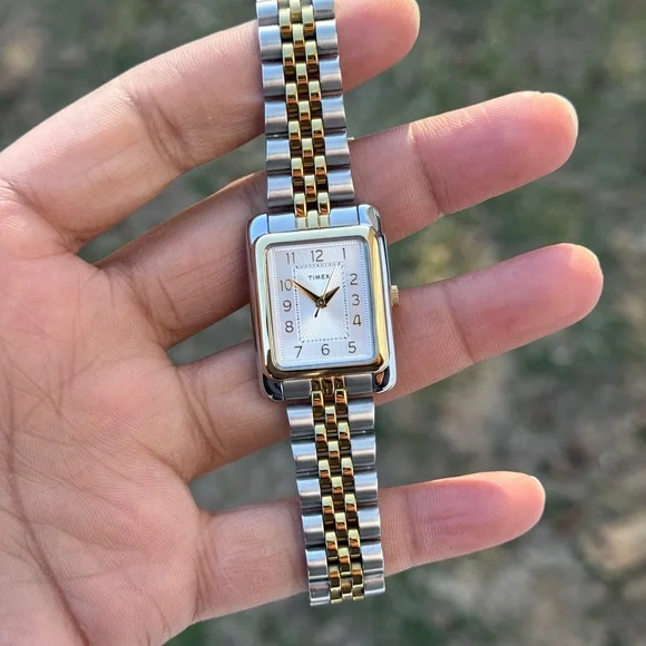 Timex Silver and Gold Rectangular Women's Addison 25mm Watch - Picture 8 of 10